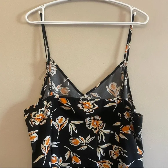 4/$20➡️ Black Spaghetti Strap V-Neck Mini Dress Orange Floral Design – Size 2X - Picture 9 of 12